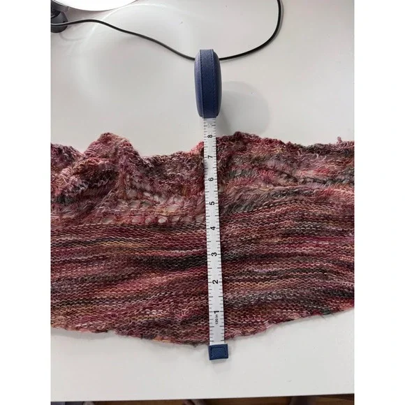 Hand Knit Shawl Wrap Scarf Boho Textured Pink Multicolor Cottagecore Festival - Picture 4 of 4